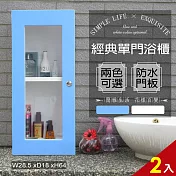 【Abis】經典單門防水塑鋼浴櫃/置物櫃(2色可選-2入) 藍色