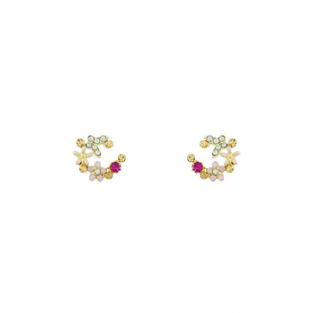 Snatch [銀針] 花蝶寶鑽新月耳環 - 粉色 /  [S925] Butterfly Diamonds Moon Earrings - pink