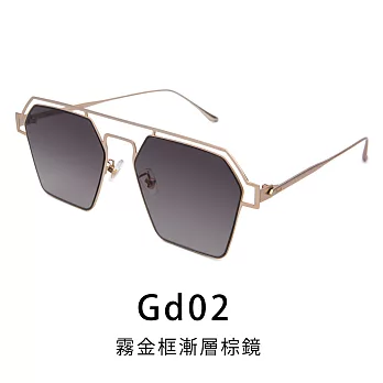 【Front 太陽眼鏡】DNA-Gd02霧金框漸層棕鏡#時尚造型雙槓太陽眼鏡/墨鏡