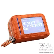 DF Flor Eden皮夾 - 經典雙拉鍊牛皮款多卡夾零錢包-共4色棕色