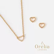 【Orelia】London 英國倫敦 OPEN HEART EARRING AND NECKLACE SET - 愛心形鏤空質感項鍊及耳環 (金)