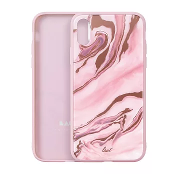 LAUT iPhone XR 礦晶系列鋼化玻璃手機保護殼-粉紅