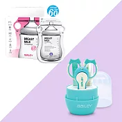 【韓國BAILEY貝睿】感溫母乳儲存袋(指孔型60入)+指甲剪四件組(水藍)