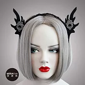 【摩達客】萬聖派對頭飾-哥德風黑色精靈耳蕾絲創意造型髮箍無
