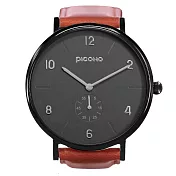 PICONO Classic Metal 經典金屬系列棕色真皮簡約手錶 / CE-9002