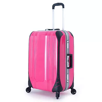 DF travel - 簡奢風華極光鏡面鋁框28吋行李箱-共4色桃紅色