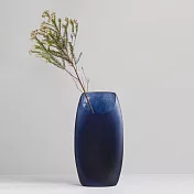 【3,co】玻璃月型口扁平花器(9號) - 藍