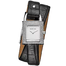 MICHAEL KORS 質感雙環皮革手錶-黑色 (現貨+預購)黑色