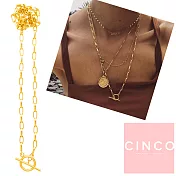 CINCO 葡萄牙精品 Pernille necklace 925純銀鑲24K金 鎖扣項鍊