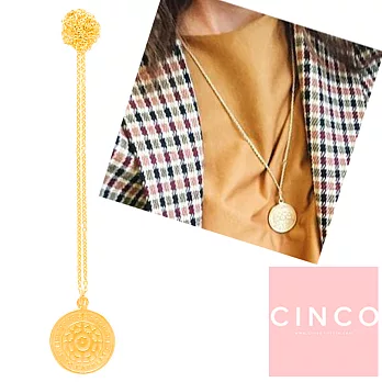 CINCO 葡萄牙精品 Maria necklace 925純銀鑲 24K金硬幣項鍊 經典圖騰款