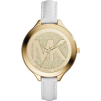 MICHAEL KORS 秀麗時尚皮革腕錶-白色(現貨+預購)白色