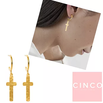 CINCO 葡萄牙精品 Leandra earrings 925純銀鑲24K金耳環 十字架耳環