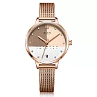 JULIUS聚利時 1/3的幸福米蘭錶帶腕錶-五色/32X38mm玫瑰金