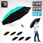 【TDN】127公分加大傘面素色黑膠反向自動開收傘 防曬自動反向傘晴雨傘(B6511)蒂芬藍