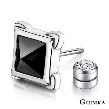 GIUMKA 925純銀 金字塔 方錐純銀耳環中性後鎖式 栓扣式系列 單邊單個 MFS07073黑色單支‧約1.0c