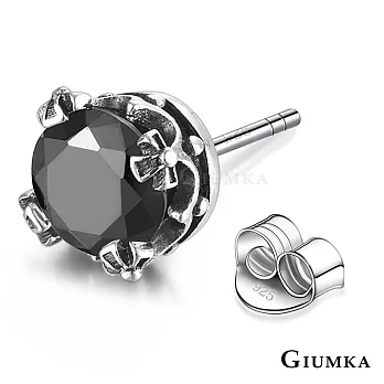 GIUMKA 925純銀 十字單鑽純銀耳環中性 耳針式 單邊單個 MFS07038-1黑色單支‧約0.6c