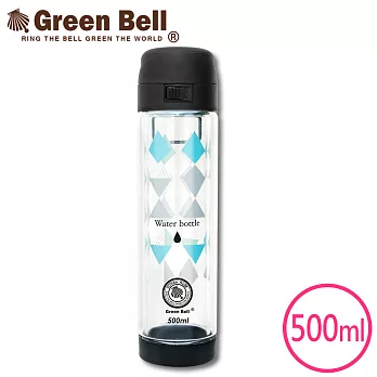 GREEN BELL綠貝雙層防護彈蓋玻璃水壺500ml- 黑