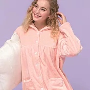 【皮爾卡登】粉色直條提花法蘭絨睡袍