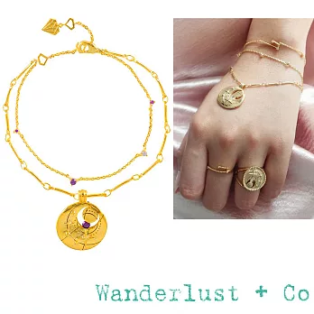 Wanderlust+Co 澳洲品牌 二月誕生石手鍊 鑲鑽金色手鍊