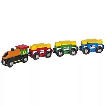 【Mentari 木製玩具】繽紛積木軌道小火車