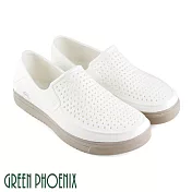 【GREEN PHOENIX】男 洞洞鞋 雨鞋 休閒鞋 防水 平底 台灣製 EU40 白色