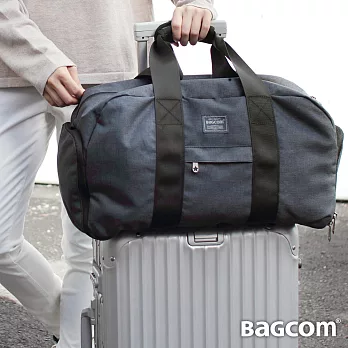 BAGCOM 麻感收納多用袋-麻黑-搭配專用減壓背帶+收納包斜肩帶