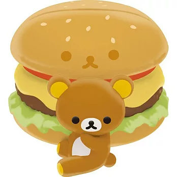 San-X 拉拉熊洋食漢堡店系列文具收納盒玩。懶熊漢堡。便條夾