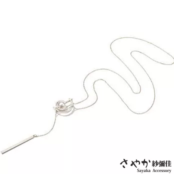 【Sayaka紗彌佳】日系簡約D字珍珠垂墜造型毛衣鍊 -白金