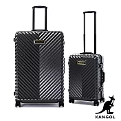 DF travel - 英國袋鼠奢華V款立體髮絲紋鋁框20+28吋行李箱-共2色深灰