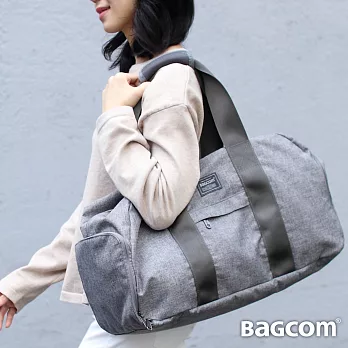 BAGCOM 麻感收納多用袋-麻灰-搭配專用減壓背帶+收納包斜肩帶