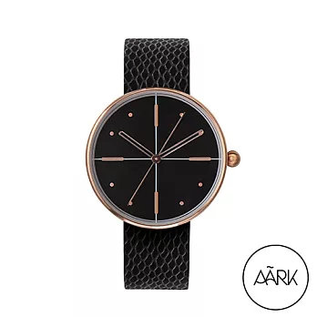 AÃRK 澳洲 現代簡約風格壓紋真皮革腕錶 - 38mm 玫瑰金