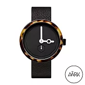 AÃRK 澳洲 時尚幾何琥珀真皮革腕錶 - 38mm 質感黑