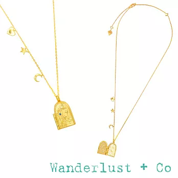 Wanderlust+Co 閃耀銀河藏寶盒金色項鍊 星星月亮愛心 ASTRA LOCKET