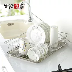 【生活采家】台灣製304不鏽鋼廚房加大款碗盤陳列瀝水架#27259
