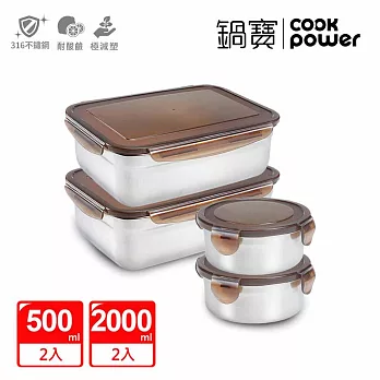 【鍋寶】316不鏽鋼保鮮盒便利4入組EO-BVS2001Z20500Z2