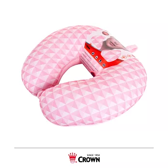 【CROWN 皇冠】旅行紓壓頸枕 軟骨頭飛機枕 粉色鑽石切割紋