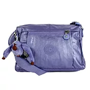 KIPLING 塗層霧金屬色防水尼龍肩背包-紫色金屬（現貨＋預購）紫色金屬