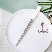 【KUAI ZHU】台箸三角不銹鋼筷21cm-花瓣系列5雙 淨白
