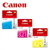 CANON CLI-821C/M/Y 原廠彩色墨水匣組合(3入)