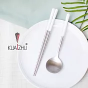 【KUAI ZHU】台箸不銹鋼餐具組-花瓣系列3組 淨白