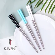【KUAI ZHU】台箸三角不銹鋼筷21cm-花瓣系列10雙 沉黑+淨白