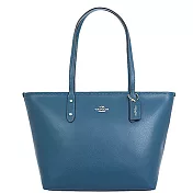 【COACH】經典款全皮金色LOGO飾牌肩背包-藍色(現貨+預購)藍色
