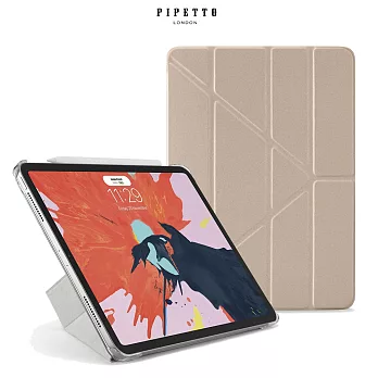 PIPETTO Origami iPad Pro 11吋 多角度多功能保護套-香檳金(透明背殼)