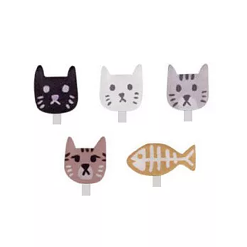 Snatch X 日日野餐 貓貓系列4貓1魚貼耳耳夾組 - 焦糖魚/ [PIKNIK] Cats & Fish Hand Made Ear Clips - caramel