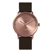 LEFF Amsterdam Tube ｜北歐工業齒輪設計真皮腕錶 40mm 玫瑰金錶盤 棕色皮錶