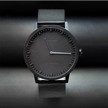 LEFF Amsterdam Tube ｜北歐工業齒輪設計真皮腕錶 40mm 霧黑錶盤 黑皮錶帶