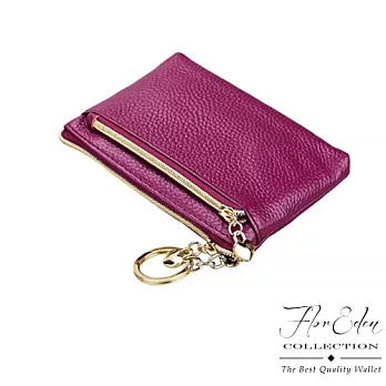 DF Flor Eden皮夾 - 歐美時尚款真皮鑰匙多功能小巧錢包-共4色紫色