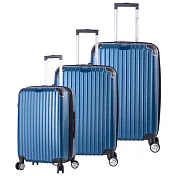 DF travel - 升級版多彩記憶玩色硬殼可加大閃耀鑽石紋行李箱三件組-共8色深藍
