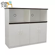 【文創集】羅米斯 環保4.3尺塑鋼四門餐櫃/收納櫃(二色可選)白色