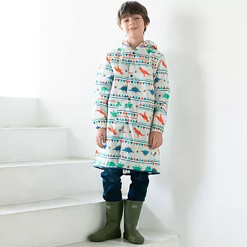 日本WPC 白堊紀恐龍M 空氣感兒童雨衣/超輕量防水風衣 附收納袋(95-120cm)